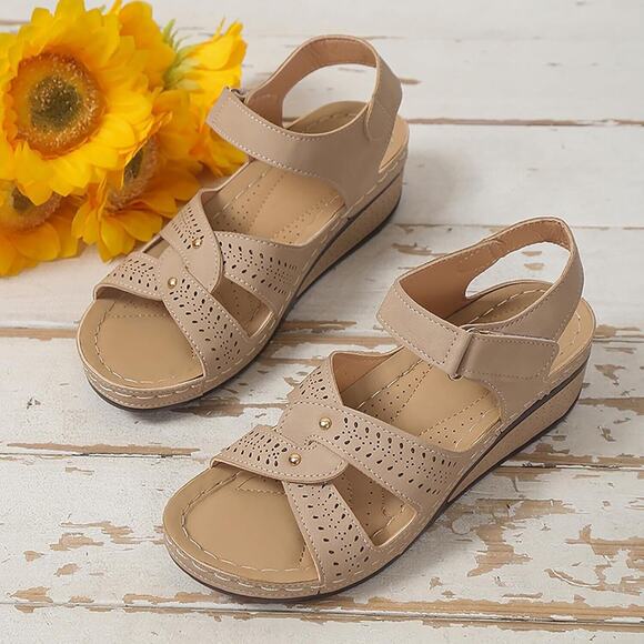 Eeuk Lightweight Orthopedic Women Size 6 Beige Summer Sanders Dressy - Picture 3 of 6